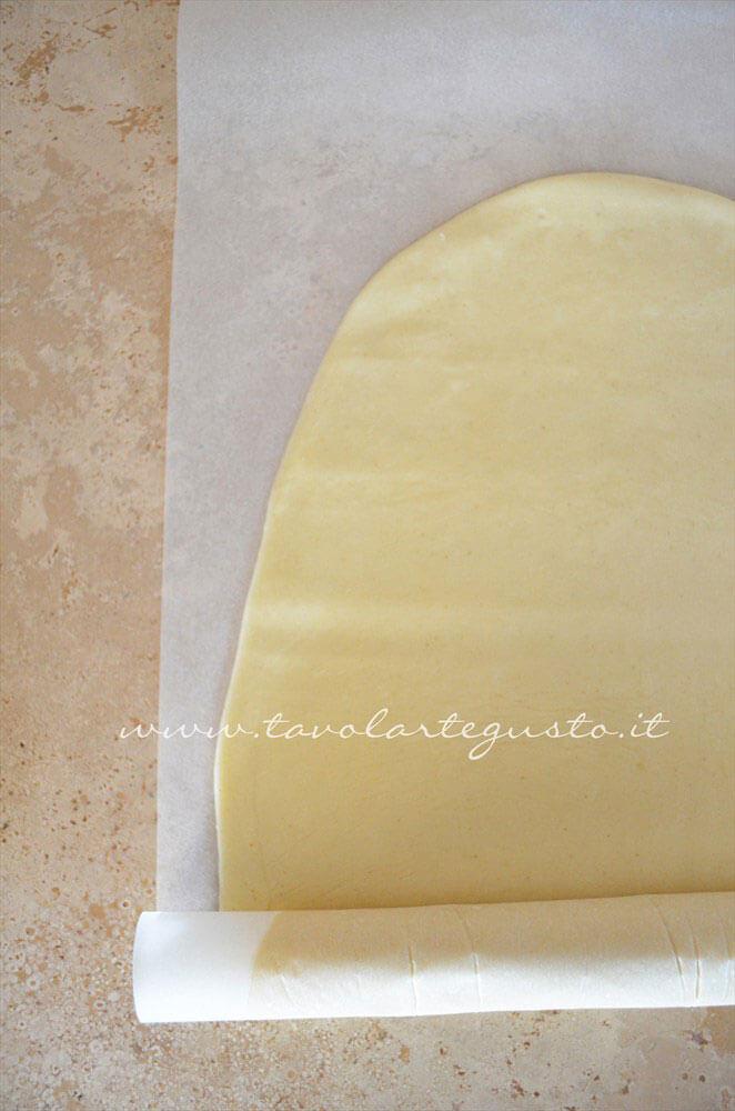 Arrotolare la Pasta Brisee nella carta da forno - Ricetta Pasta Brisee Arrotolare la Pasta Brisee nella carta da forno - Ricetta Pasta Brisee