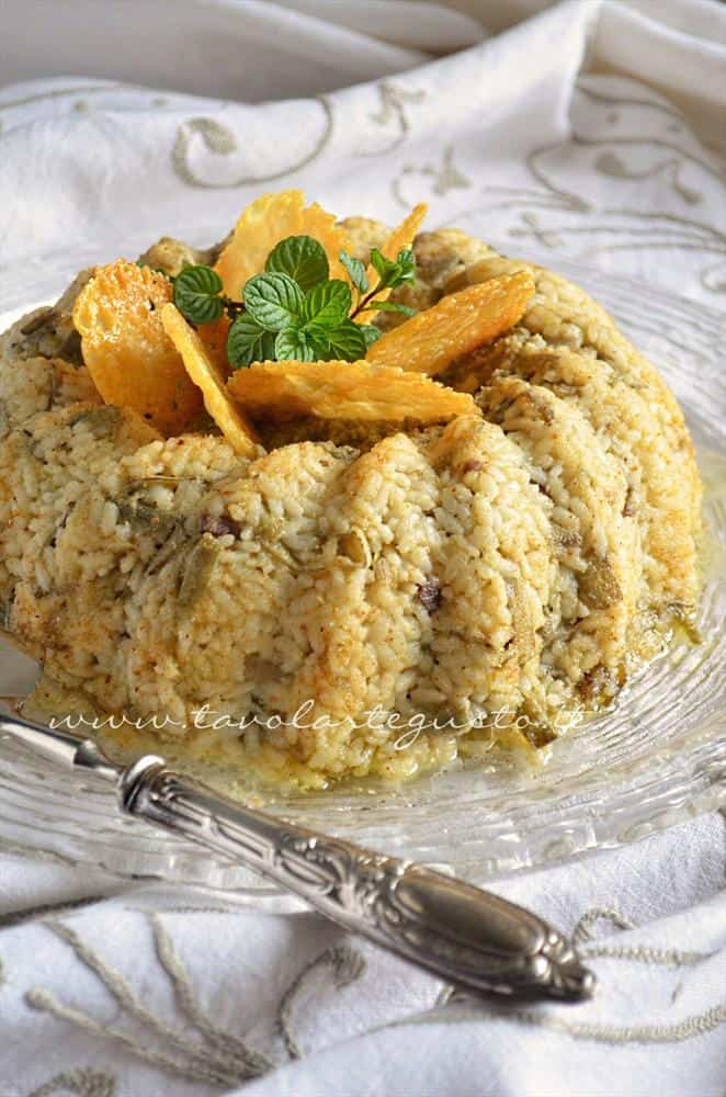 Bordura di riso con crema di carciofi e crostini di Fiore Sardo - Ricetta Bordura di riso Bordura di riso con crema di carciofi e crostini di Fiore Sardo - Ricetta Bordura di riso