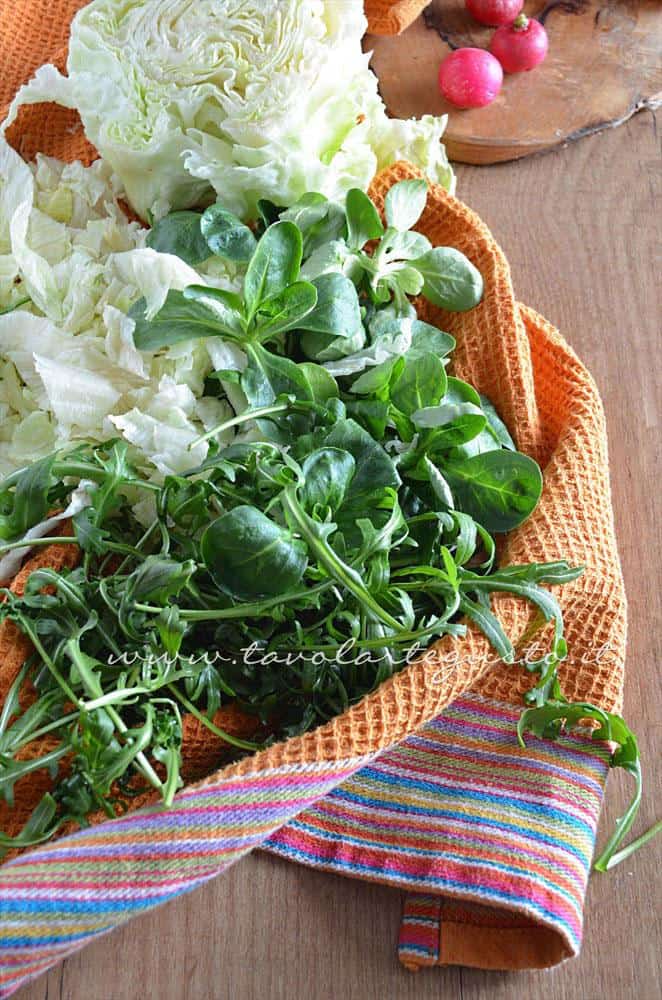 lavare l'iceberg, songino e rucola - Ricetta Insalata di frutta e verdura lavare l'iceberg, songino e rucola - Ricetta Insalata di frutta e verdura