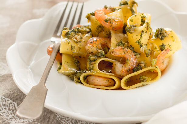 calamarata con gamberi e broccoli