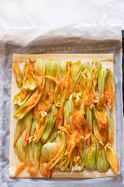 farcire la torta salata con fiori di zucca