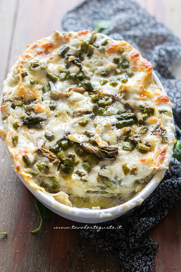 Lasagne con asparagi e carciofi