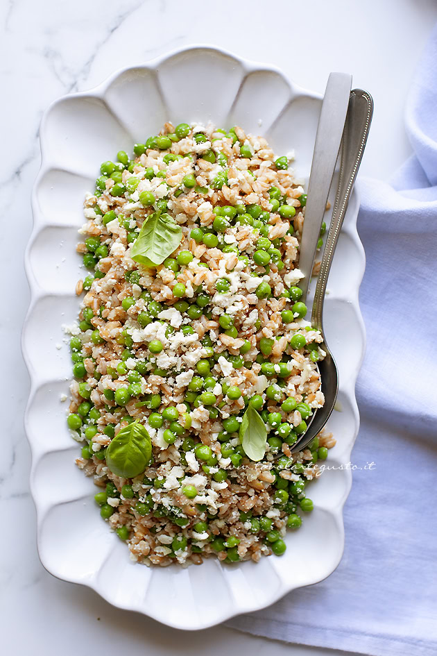 ricetta farro con piselli